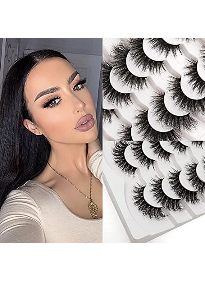 Veleasha False Eyelashes Wispy Faux Mink Lashes Fluffy Handmade Fake Eyelashes Natural Look 7 Pairs Pack Luxury Cat Eye Lashes (804)