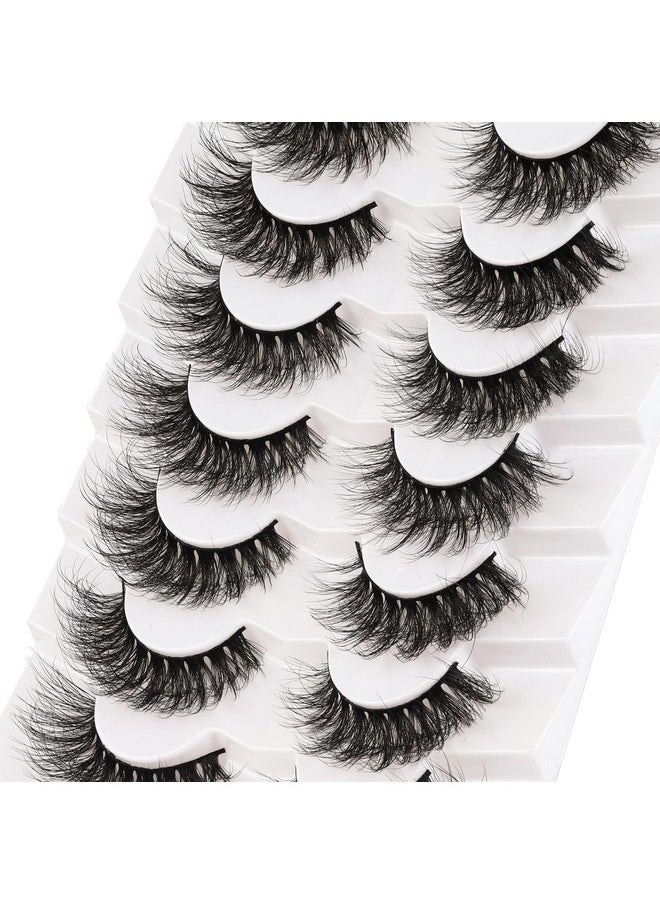 Veleasha False Eyelashes Wispy Faux Mink Lashes Fluffy Handmade Fake Eyelashes Natural Look 7 Pairs Pack Luxury Cat Eye Lashes (804)