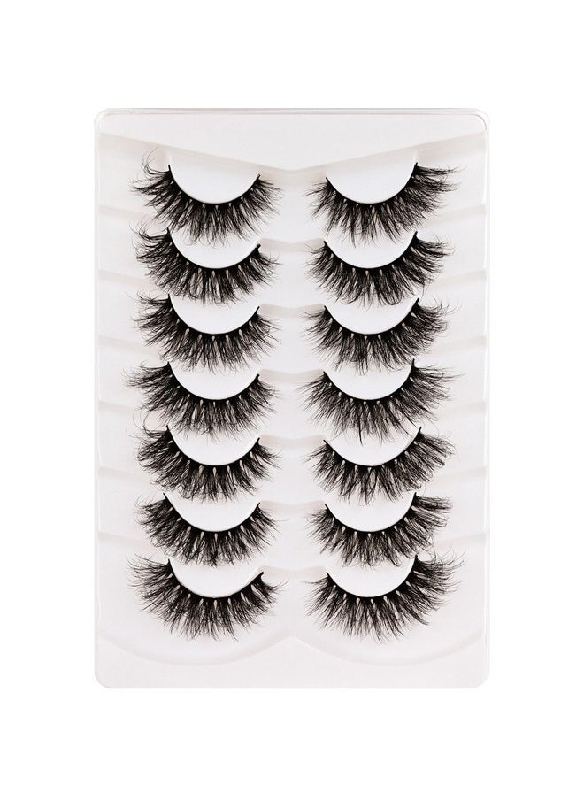 Veleasha False Eyelashes Wispy Faux Mink Lashes Fluffy Handmade Fake Eyelashes Natural Look 7 Pairs Pack Luxury Cat Eye Lashes (804)