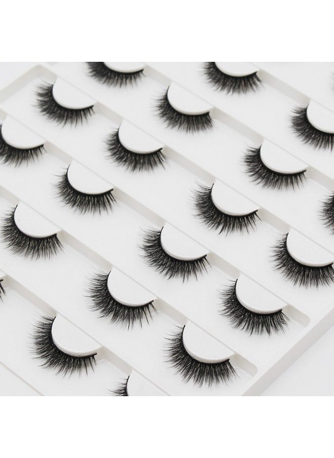 Dedila 16Pairs Short Eyelashes Natural Daily 3D Mink False Eyelashes Double Layer Fluffy Makeup Soft and Lightweight Volume Eye Lashes Extensions Reusable (X02)