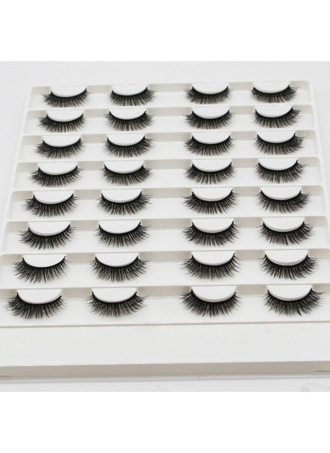 Dedila 16Pairs Short Eyelashes Natural Daily 3D Mink False Eyelashes Double Layer Fluffy Makeup Soft and Lightweight Volume Eye Lashes Extensions Reusable (X02)