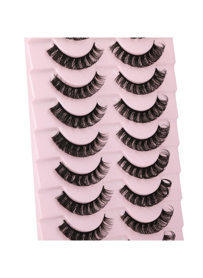 wiwoseo False Eyelashes Russian Strip Lashes D Curly Faux Mink Lashes Wispy Fluffy Volume Russian Lashes 3D Effect Fake Eyelashes 10 Pairs Pack
