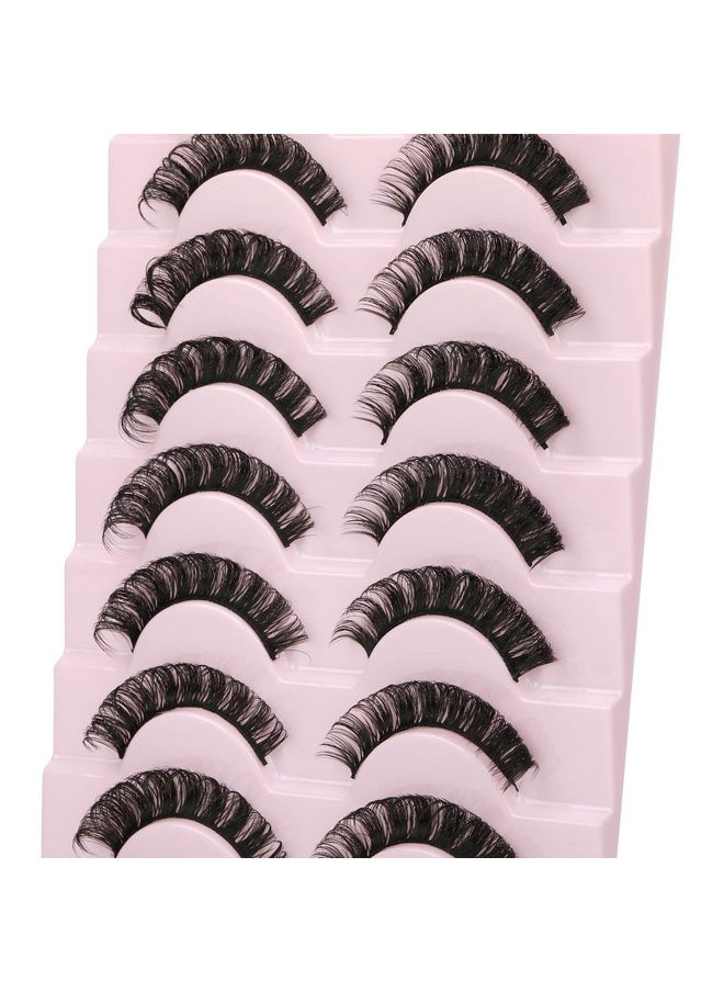 wiwoseo False Eyelashes Russian Strip Lashes D Curly Faux Mink Lashes Wispy Fluffy Volume Russian Lashes 3D Effect Fake Eyelashes 10 Pairs Pack