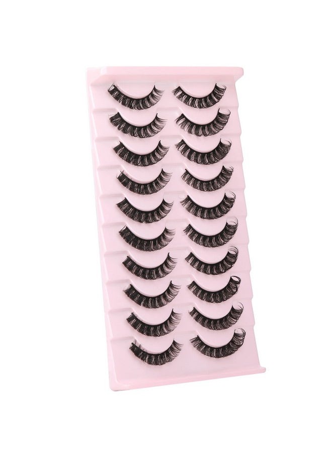 wiwoseo False Eyelashes Russian Strip Lashes D Curly Faux Mink Lashes Wispy Fluffy Volume Russian Lashes 3D Effect Fake Eyelashes 10 Pairs Pack