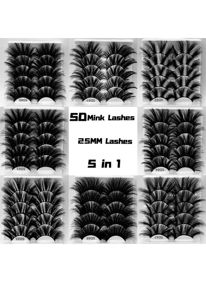 HBZGTLAD NEW 5Pair Fluffy Lashes 25mm 3d Mink Lashes Long Thick Natural False Eyelashes Lashes Vendors Makeup Mink Eyelashesa(5D83)