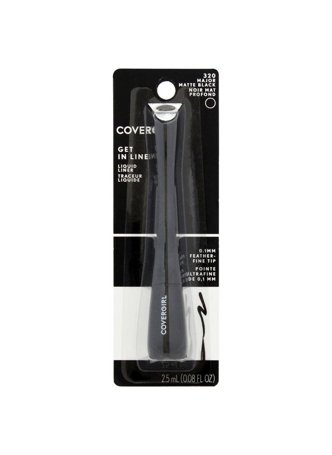COVERGIRL Get In Line Liquid Eyeliner, Black Crystal, Long Lasting, 0.08 Ounces, Feather-Fine Tip, Contour-Grip Handle, Quick-Dry Liquid Eyeliner, Removes Easily