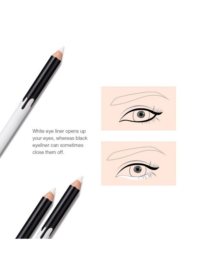 KAIQIKAIXI 6 White Eyeliner Pencils Professional Use as Highlighter, Soft, Waterproof, Long-Lasting Eyeshadow, Eye Brightener,Eye Shadow Pencil, Lip Line Pen, Eyelid Pad, Pencil Makeup Set Tool
