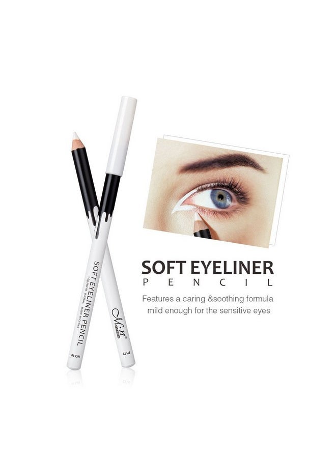 KAIQIKAIXI 6 White Eyeliner Pencils Professional Use as Highlighter, Soft, Waterproof, Long-Lasting Eyeshadow, Eye Brightener,Eye Shadow Pencil, Lip Line Pen, Eyelid Pad, Pencil Makeup Set Tool