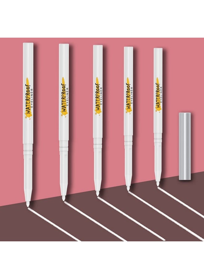 KAIQIKAIXI 5Pcs White Eyeliner Pen, Eyebrow Pen,Eye Shadow Pencil, Lip Line Pen, Eyelid Pad, Pencil Makeup Set Tool