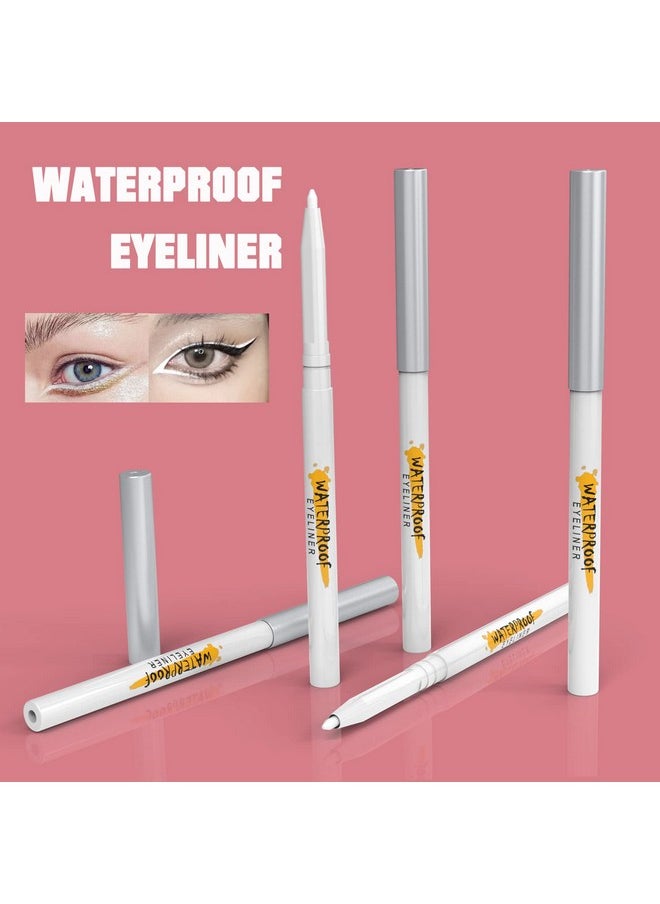 KAIQIKAIXI 5Pcs White Eyeliner Pen, Eyebrow Pen,Eye Shadow Pencil, Lip Line Pen, Eyelid Pad, Pencil Makeup Set Tool