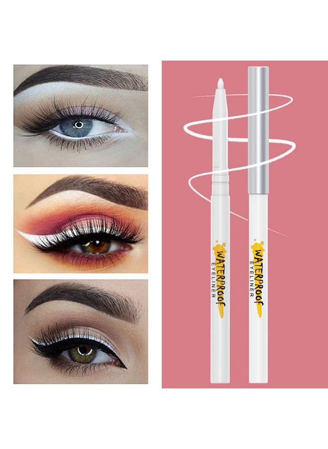 KAIQIKAIXI 5Pcs White Eyeliner Pen, Eyebrow Pen,Eye Shadow Pencil, Lip Line Pen, Eyelid Pad, Pencil Makeup Set Tool