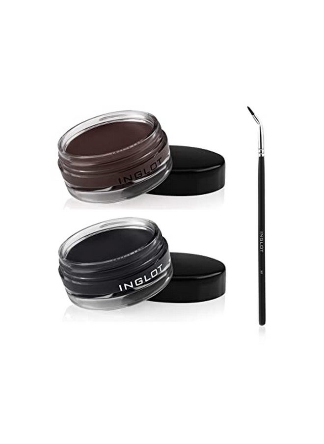 INGLOT Eyeliner Bundle - AMC Eyeliner Gel 90, AMC Eyeliner Gel 77 and Brush 30T (3-piece)