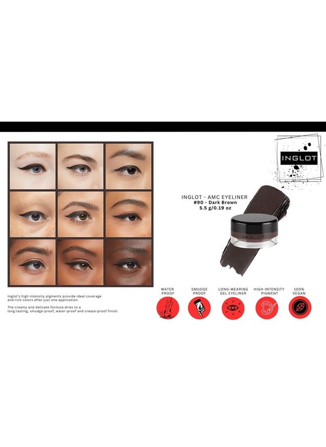 INGLOT Eyeliner Bundle - AMC Eyeliner Gel 90, AMC Eyeliner Gel 77 and Brush 30T (3-piece)