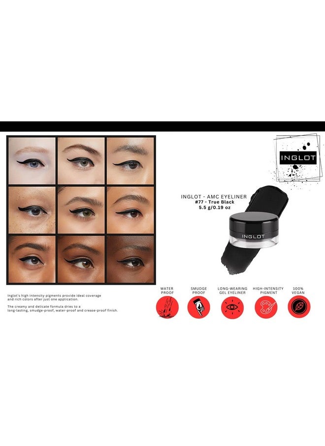 INGLOT Eyeliner Bundle - AMC Eyeliner Gel 90, AMC Eyeliner Gel 77 and Brush 30T (3-piece)