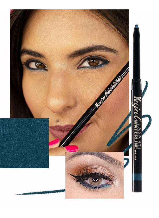 VASANTI Kajal Waterline Eyeliner Pencil - Long-lasting, Waterproof, Smudge-proof, Safe for Sensitive Eyes, Waterline Eye Liner - Opthalmologist Approved and Tested (Ice Blue)