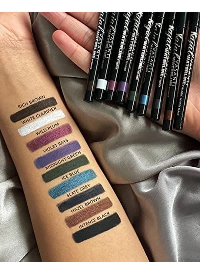 VASANTI Kajal Waterline Eyeliner Pencil - Long-lasting, Waterproof, Smudge-proof, Safe for Sensitive Eyes, Waterline Eye Liner - Opthalmologist Approved and Tested (Ice Blue)