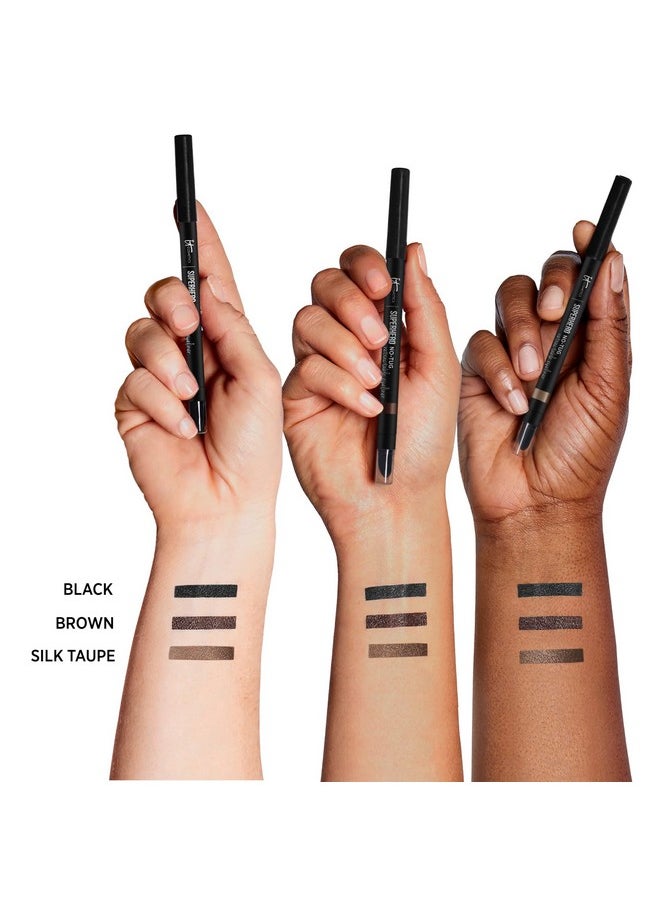 IT Cosmetics Superhero No-Tug Retractable Eyeliner, Black - All-Day Wear, Waterproof Formula Won’t Smudge - With Avocado Oil, Chamomile Extract, Vitamin E & Carnauba Wax - 0.008 oz