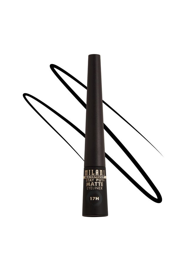 Milani Stay Put Matte Liquid Eyeliner - Black, Waterproof, 17H Wear, Cruelty-Free, Vegan, Smudgeproof, Long Lasting