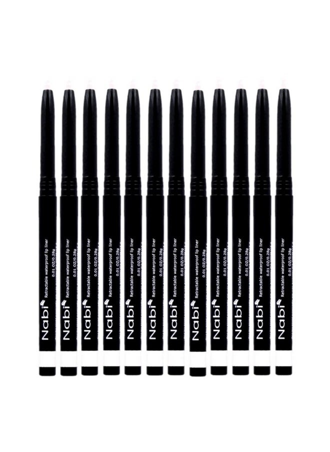 Beauty Spot (12pcs) Nabi Retractable Waterproof Eyeliner Pencil - Long Lasting Fade Resistant Formula - Quick Makeup Remover (White)