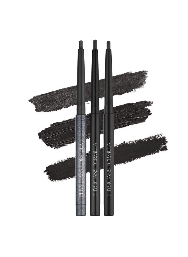 Physicians Formula Eye Booster Gel Black Eyeliner Set of 3, Shimmer, Satin, Matte, Water-Resistant, Smudge Resistant, Lasts All Day