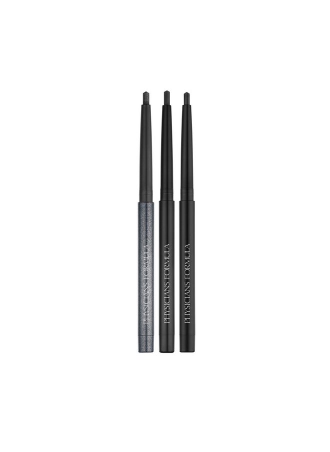Physicians Formula Eye Booster Gel Black Eyeliner Set of 3, Shimmer, Satin, Matte, Water-Resistant, Smudge Resistant, Lasts All Day