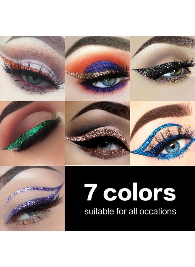 UCANBE 7 Colors Shimmer Liquid Eyeliner Makeup Set, Metallic Satin Finish Colorful Sparkling Eye Liner Pen, Long Lasting High Pigmented with Waterproof & Smudge Proof Formula