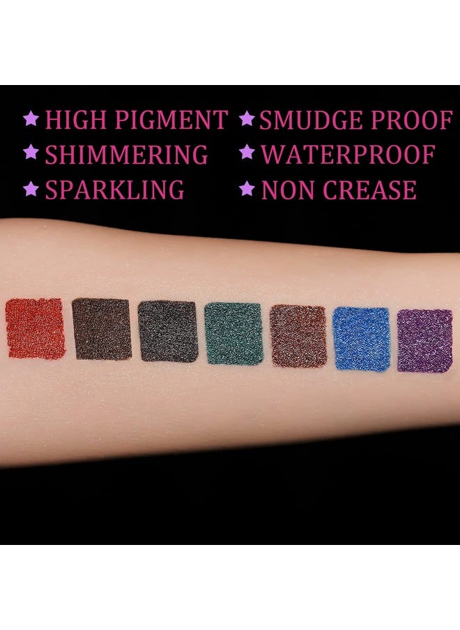 UCANBE 7 Colors Shimmer Liquid Eyeliner Makeup Set, Metallic Satin Finish Colorful Sparkling Eye Liner Pen, Long Lasting High Pigmented with Waterproof & Smudge Proof Formula