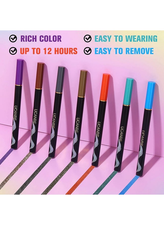 UCANBE 7 Colors Shimmer Liquid Eyeliner Makeup Set, Metallic Satin Finish Colorful Sparkling Eye Liner Pen, Long Lasting High Pigmented with Waterproof & Smudge Proof Formula