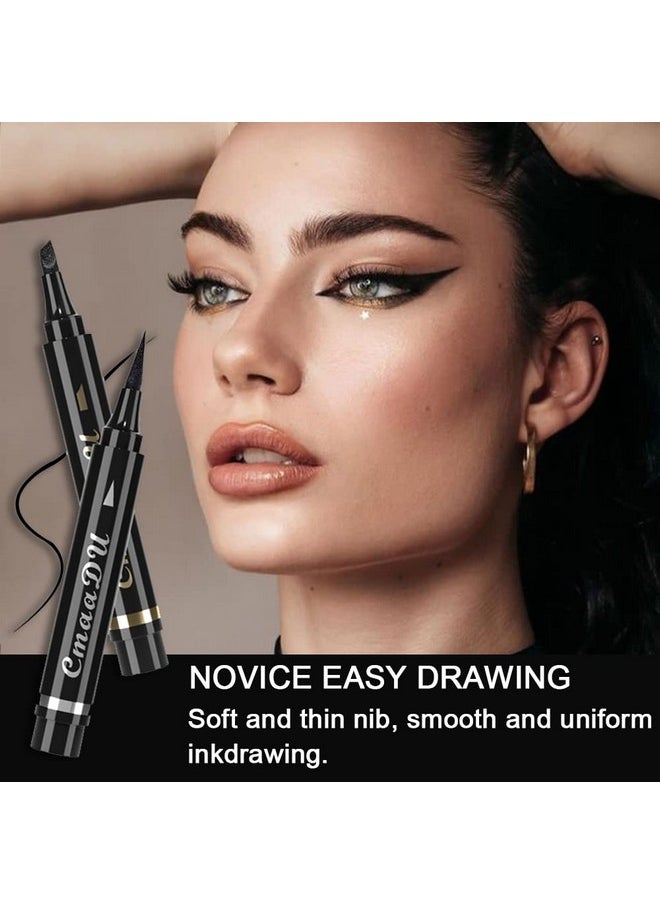AMY'S DIARY 2 Pcs Waterproof Eyeliner Pen Super Slim&Thick Black Professional Makeup Liquid Eye Liner Pencil Long Lasting for Women(C1)
