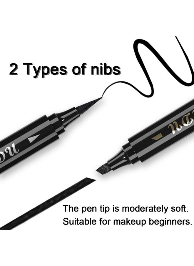 AMY'S DIARY 2 Pcs Waterproof Eyeliner Pen Super Slim&Thick Black Professional Makeup Liquid Eye Liner Pencil Long Lasting for Women(C1)