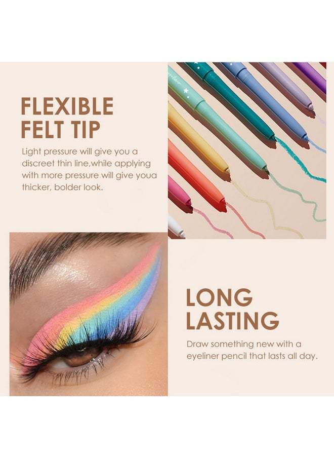 BestLand 12 Colors Eyeliner Set - Natural Black Eyeliner Cream, Waterproof, Smudge-Proof, Long-Lasting Gel Pencils - Matte Shades Eye Liner, Rainbow Eyeliner Makeup Set