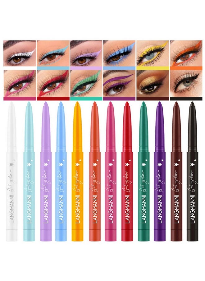 BestLand 12 Colors Eyeliner Set - Natural Black Eyeliner Cream, Waterproof, Smudge-Proof, Long-Lasting Gel Pencils - Matte Shades Eye Liner, Rainbow Eyeliner Makeup Set