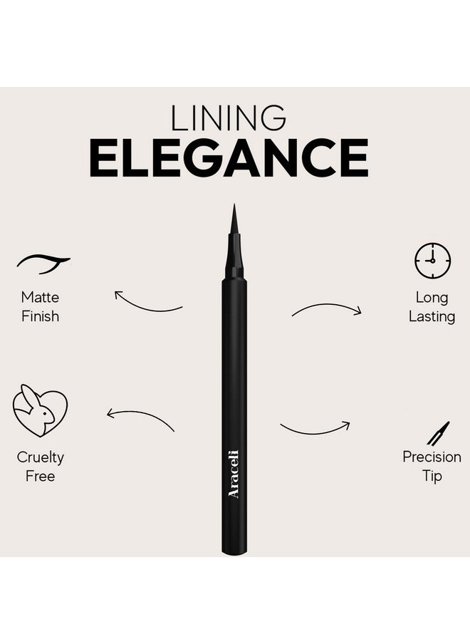 Araceli Beauty Liquid Eyeliner - Water Resistant Long-Lasting Eyeliner Pen - Precision Liquid Eye Liner with Smudge-Proof Formula - Easy Glide & Quick Dry - Perfect for Cat Eye & Winged Looks - Black