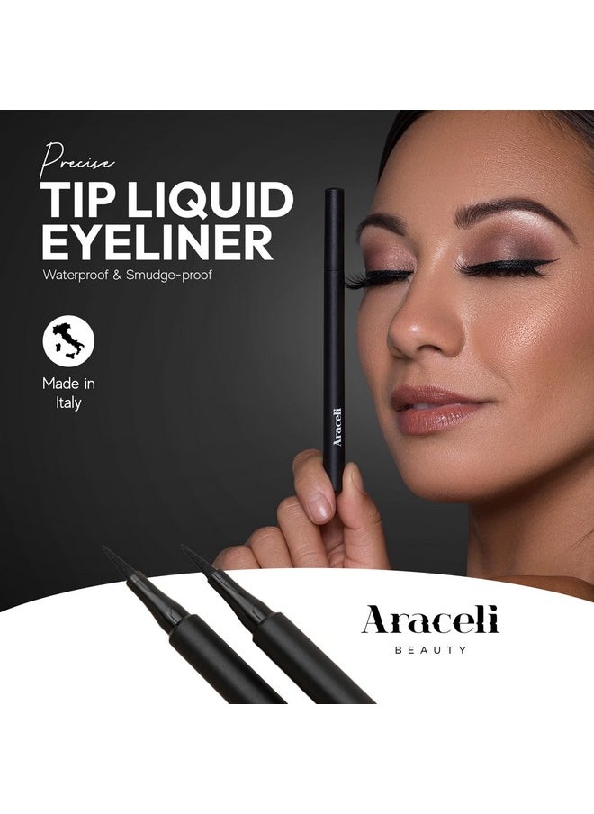Araceli Beauty Liquid Eyeliner - Water Resistant Long-Lasting Eyeliner Pen - Precision Liquid Eye Liner with Smudge-Proof Formula - Easy Glide & Quick Dry - Perfect for Cat Eye & Winged Looks - Black