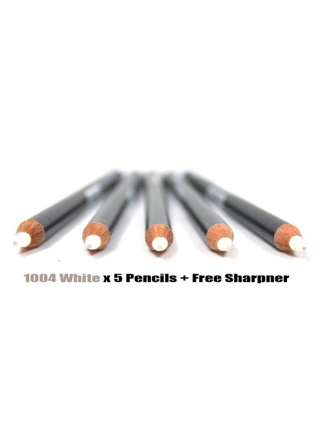 5 WHITE ITALIA EYE LIP LINER PENCIL 1004 SET + FREE SHARPENER & FREE EARRING
