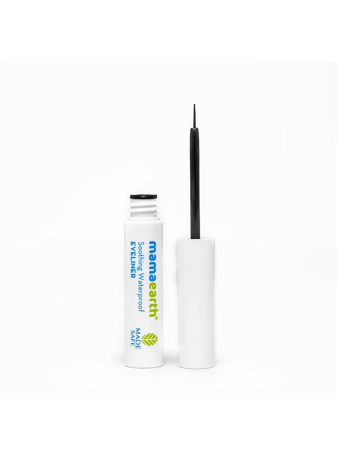 Mamaearth Soothing Waterproof Glossy Finish Liquid Eyeliner With Almond & Castor Oil For 10 Hr Long Stay - 3.5 Ml, Black