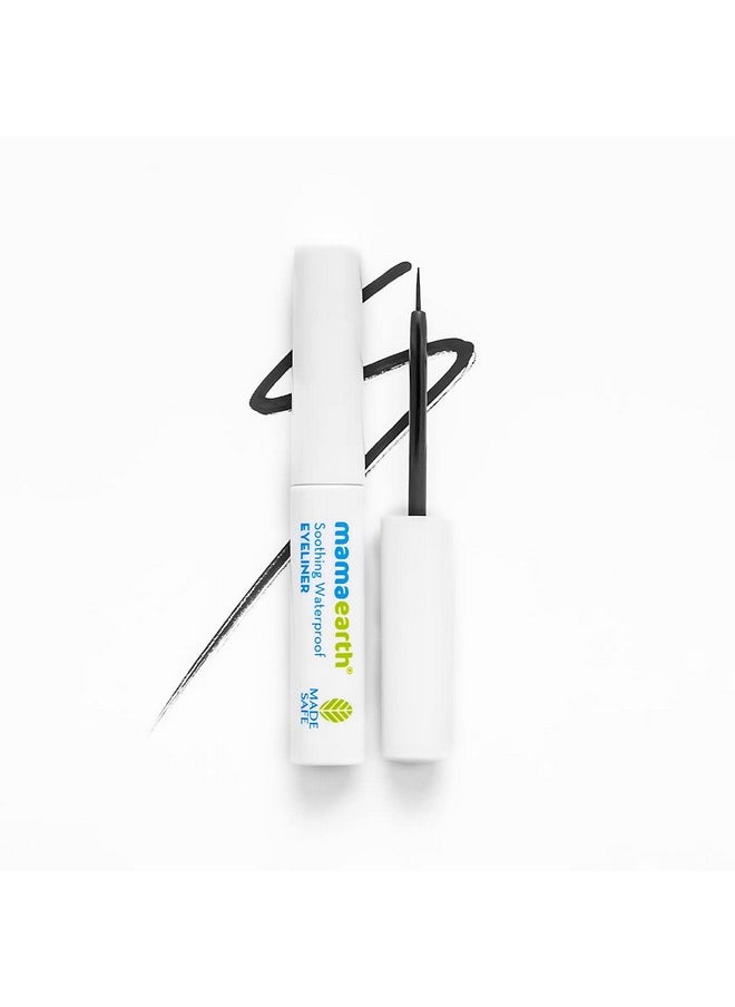 Mamaearth Soothing Waterproof Glossy Finish Liquid Eyeliner With Almond & Castor Oil For 10 Hr Long Stay - 3.5 Ml, Black