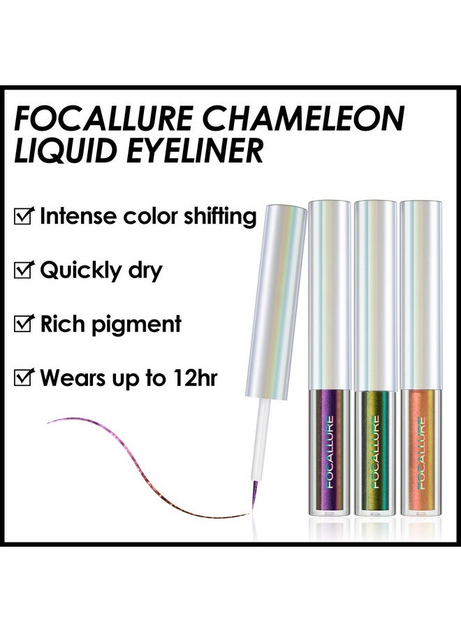 FOCALLURE Chameleon Liquid Eyeliner,Intense Color Shifting Eyeliner Pen,Metallic Multi-Reflective Finish,Sweatproof,Smudge-proof,Ultra-Fine Tip,CRYSTAL SOUL
