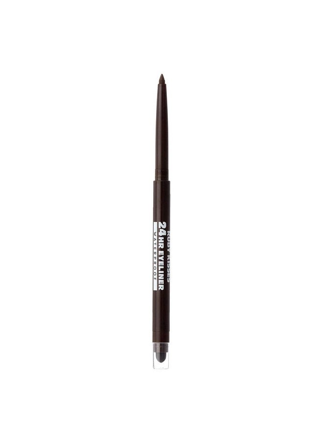 Ruby Kisses Waterproof Eyeliner, 24HR Waterproof Long-Lasting Mechanical Eyeliner Pencil with Built-in Sharpener, Smudgeproof 3 Pack (Dark Brown)