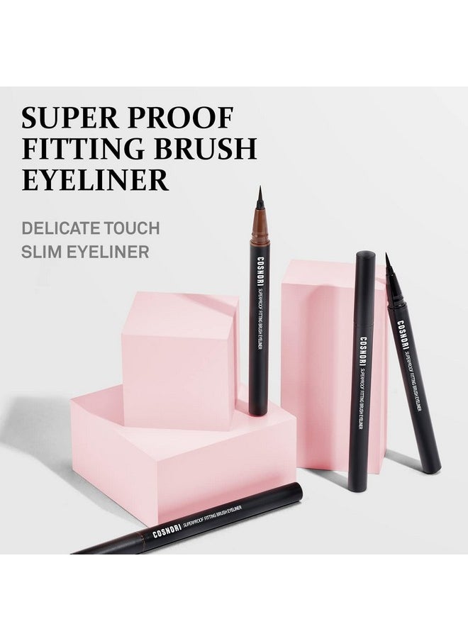 COSNORI Superproof Brush Eyeliner 01 Black - 24h Pen Eyeliner - Super Slim Lasting Liquid Eye Liner - Smudge, Budge Resistant Wear - Allergen Free 0.02 fl.oz.