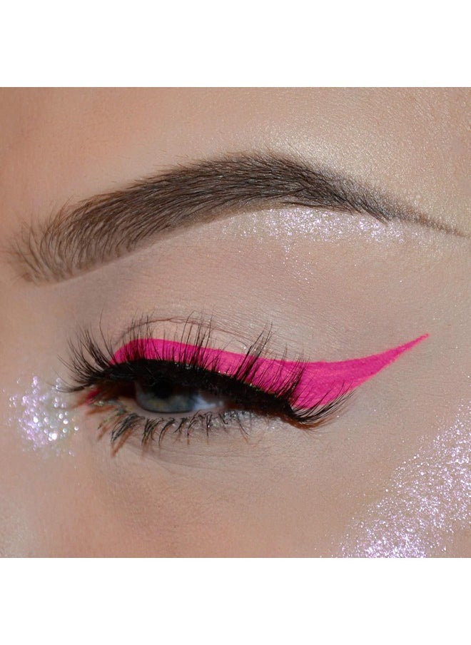 DELISOUL UV Neon Liquid Eyeliner, Matte Colored Eyeliner Pen, Waterproof Smudge-proof Pigmented Eye Liner, Glow Brightly Under UV Lights, Colorful Eye Makeup For Rave Party Music Festival, Neon Pink