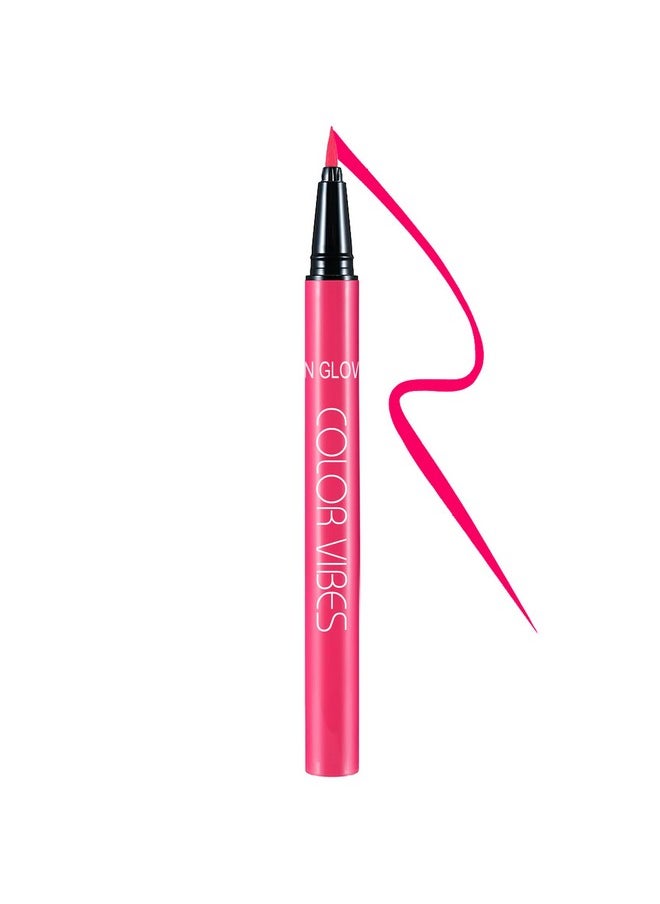 DELISOUL UV Neon Liquid Eyeliner, Matte Colored Eyeliner Pen, Waterproof Smudge-proof Pigmented Eye Liner, Glow Brightly Under UV Lights, Colorful Eye Makeup For Rave Party Music Festival, Neon Pink