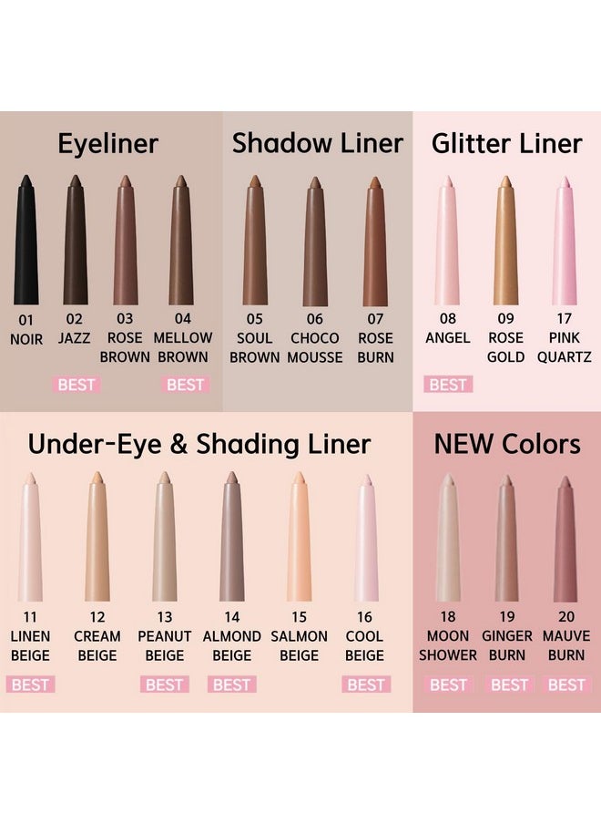 BBIA Last Auto Gel Eyeliner 17 Color - Multi-Use Longwear & Waterproof Mechanical Eye Liner Easy Drawing with Smooth Texture Smudge-Resistant Shadow & Glitter Vegan Korea Eye Makeup (04 MELLOW BROWN)