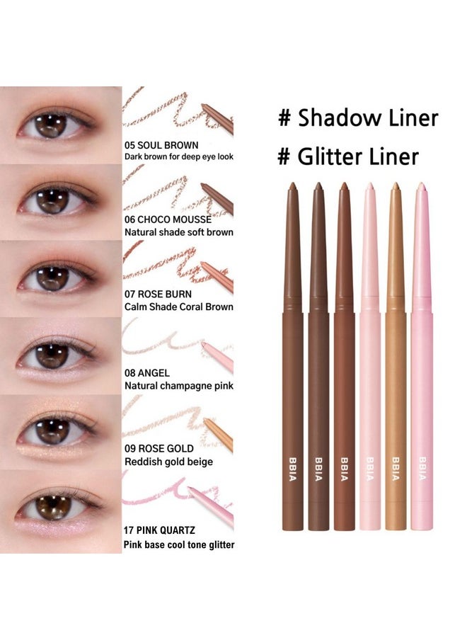BBIA Last Auto Gel Eyeliner 17 Color - Multi-Use Longwear & Waterproof Mechanical Eye Liner Easy Drawing with Smooth Texture Smudge-Resistant Shadow & Glitter Vegan Korea Eye Makeup (04 MELLOW BROWN)