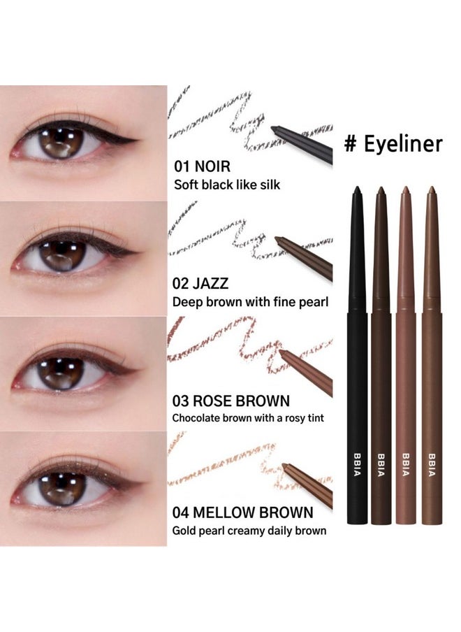 BBIA Last Auto Gel Eyeliner 17 Color - Multi-Use Longwear & Waterproof Mechanical Eye Liner Easy Drawing with Smooth Texture Smudge-Resistant Shadow & Glitter Vegan Korea Eye Makeup (04 MELLOW BROWN)
