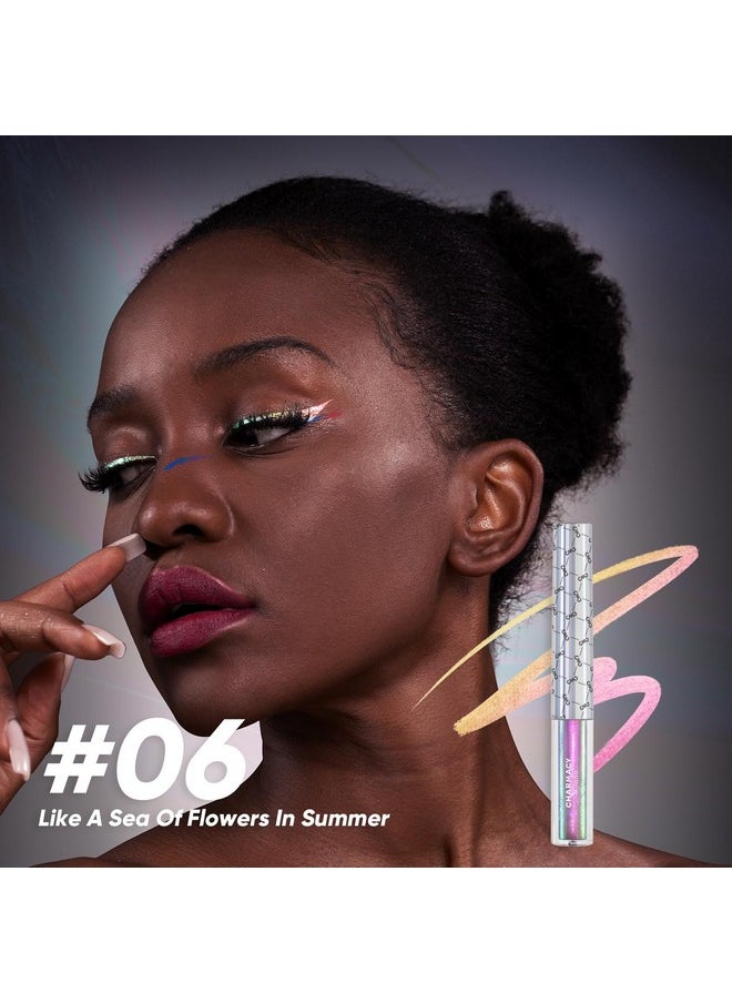 CHARMACY Multichrome Eyeliner Liquid Liner, Metallic Glitter Shimmer Eyeliner, Long Lasting High Pigmented with Waterproof & Smudge Proof Formula, Ultra-Fine Tip 301