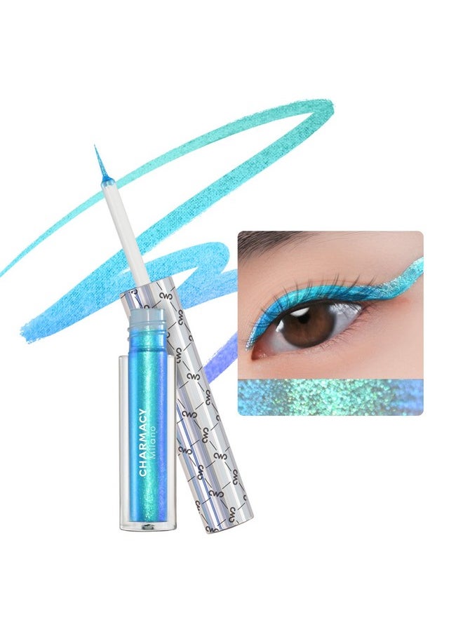 CHARMACY Multichrome Eyeliner Liquid Liner, Metallic Glitter Shimmer Eyeliner, Long Lasting High Pigmented with Waterproof & Smudge Proof Formula, Ultra-Fine Tip 301