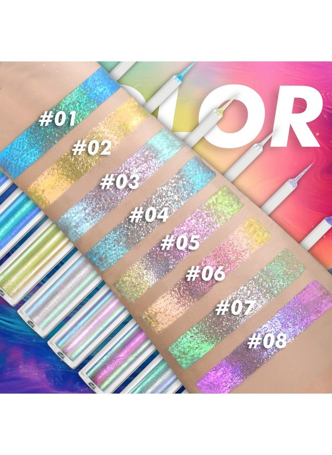 CHARMACY Multichrome Eyeliner Liquid Liner, Metallic Glitter Shimmer Eyeliner, Long Lasting High Pigmented with Waterproof & Smudge Proof Formula, Ultra-Fine Tip 301