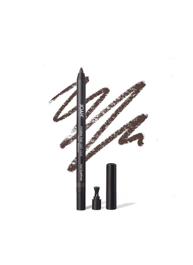 JOAH Make Her Gel-ous Gel Eyeliner with Self-Sharpening Pencil, Waterproof & Long-Lasting Intense Color Definition & Finish, Creamy No-Tug Formula - Espresso