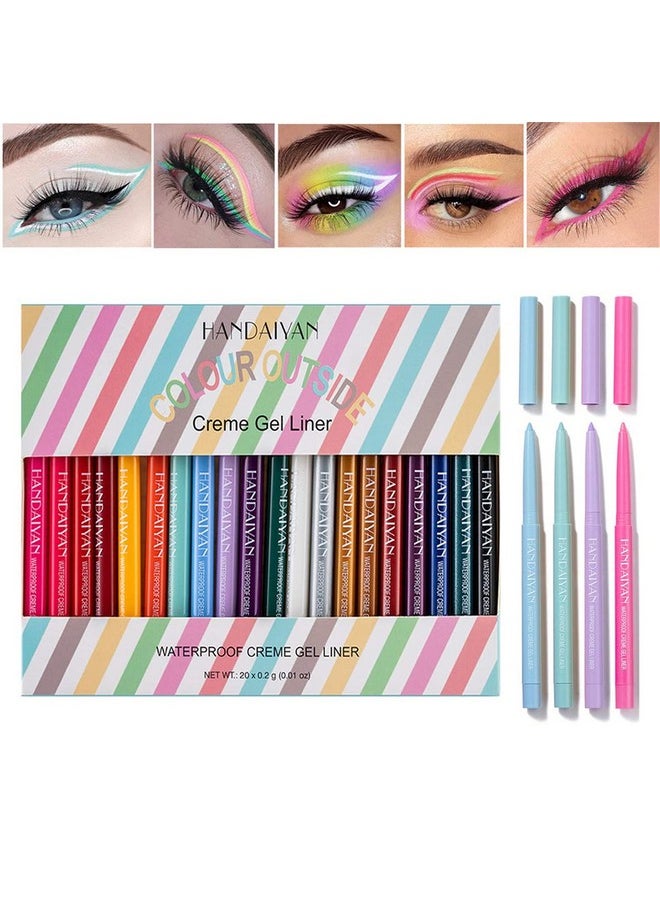 BONNIE CHOICE 20 PCS Colored Eyeliners Pencil Set, 20 Colors Waterproof Long Lasting Retractable Matte Colorful Eyeliner Milti-Functional Eyeliner Eyeshadow Highlight Pen Christmas Gifts for Women